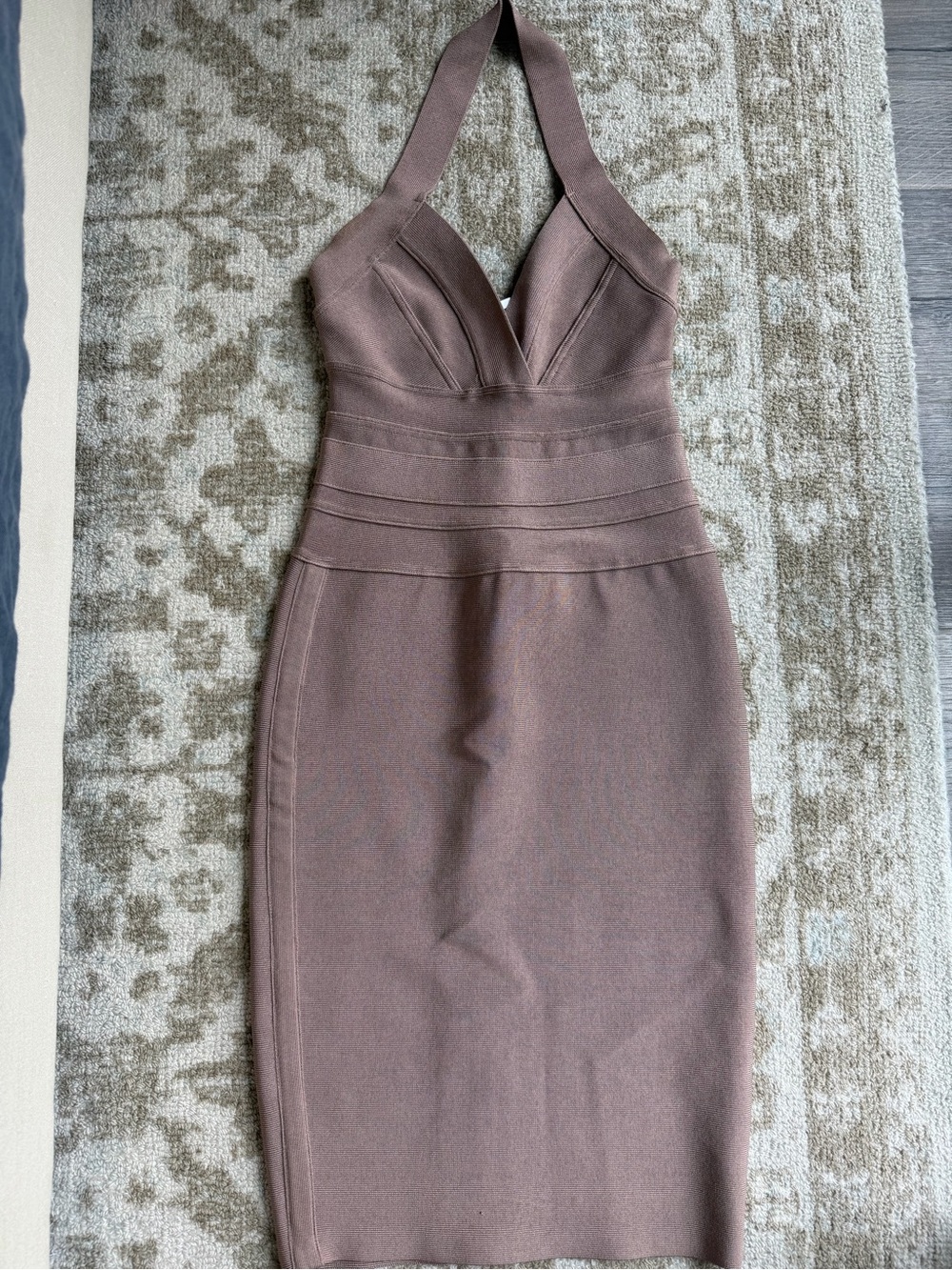 Aritzia Halter Bodycon Midi Dress in Dusty Mauve